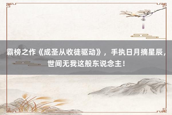 霸榜之作《成圣从收徒驱动》，手执日月摘星辰，世间无我这般东说念主！