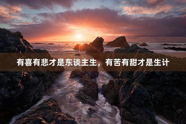 有喜有悲才是东谈主生，有苦有甜才是生计