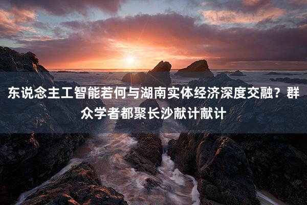 东说念主工智能若何与湖南实体经济深度交融？群众学者都聚长沙献计献计