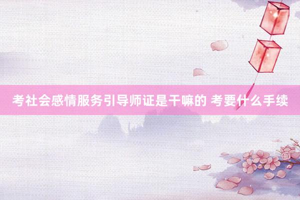 考社会感情服务引导师证是干嘛的 考要什么手续